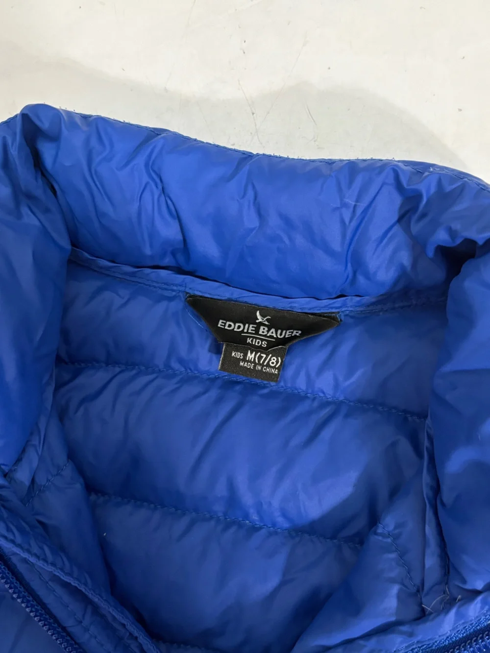 Eddie Bauer Kids Medium Blue Down Filled Puffer Jacket Outdoor Travel Hiking